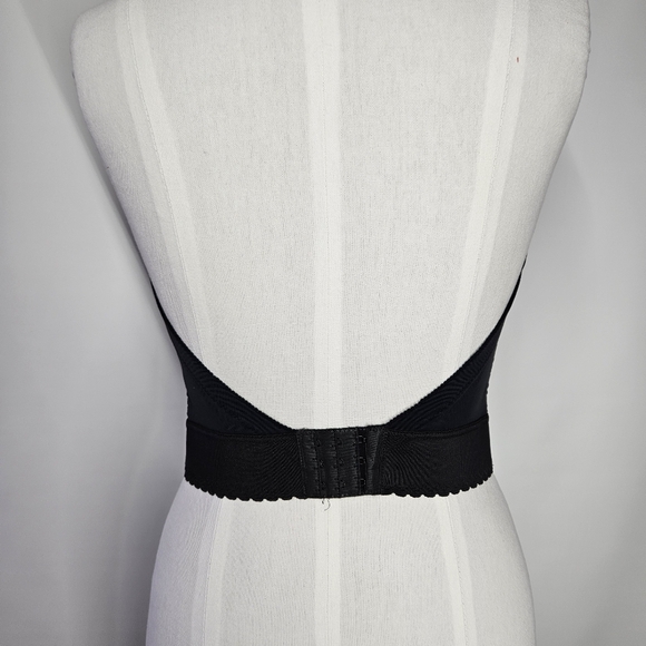 Carnival Size 38C Corset Bra Vintage Black Longline Strapless Low Back Satin - Picture 4 of 12